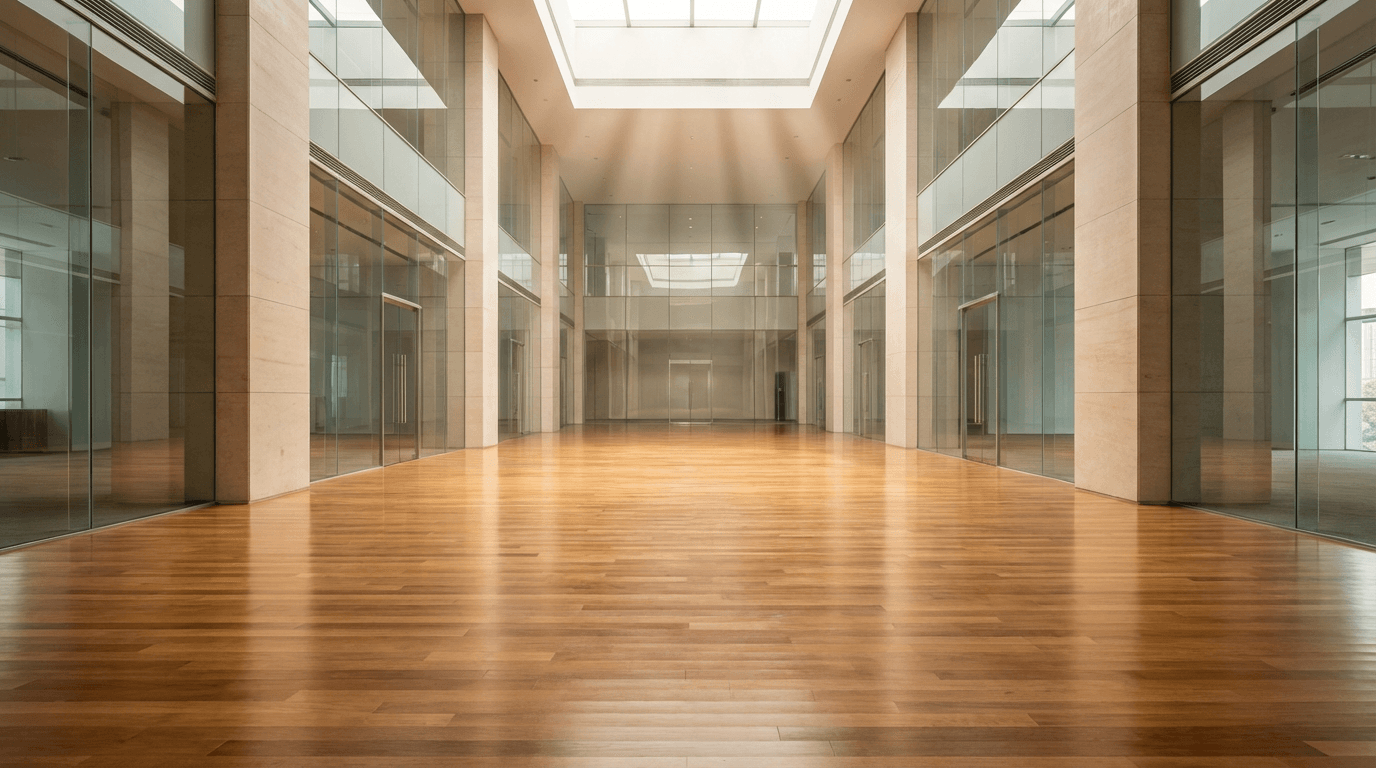Commercial lobby floor with large format tile
